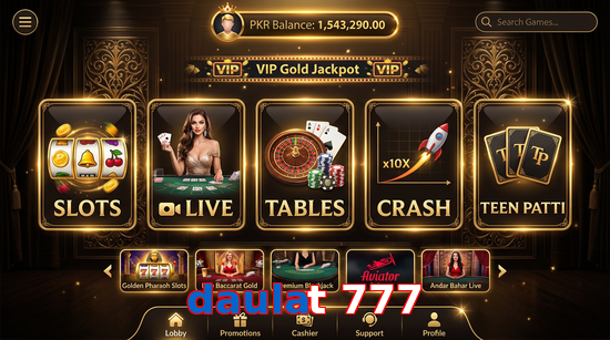 Main screen of Daulat 777 casino page for PK players